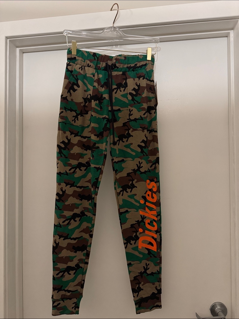 Dickies Kids Green & Brown Camo Joggers with Orange Logo